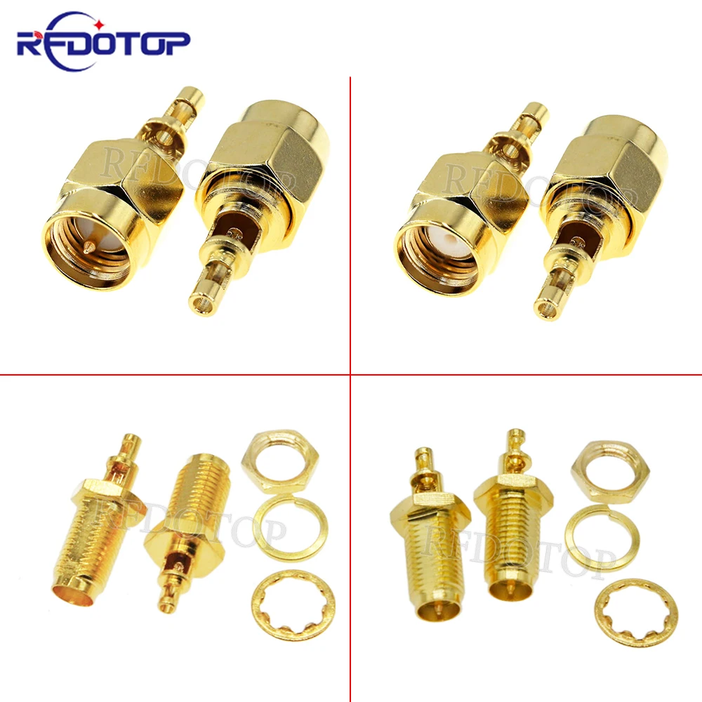 

10Pcs/Lot SMA Male Plug/Female Jack Bulkhead Solder for RF0.81/RF1.13 Cable Straight RF Connector Gold Plated 50 Ohm