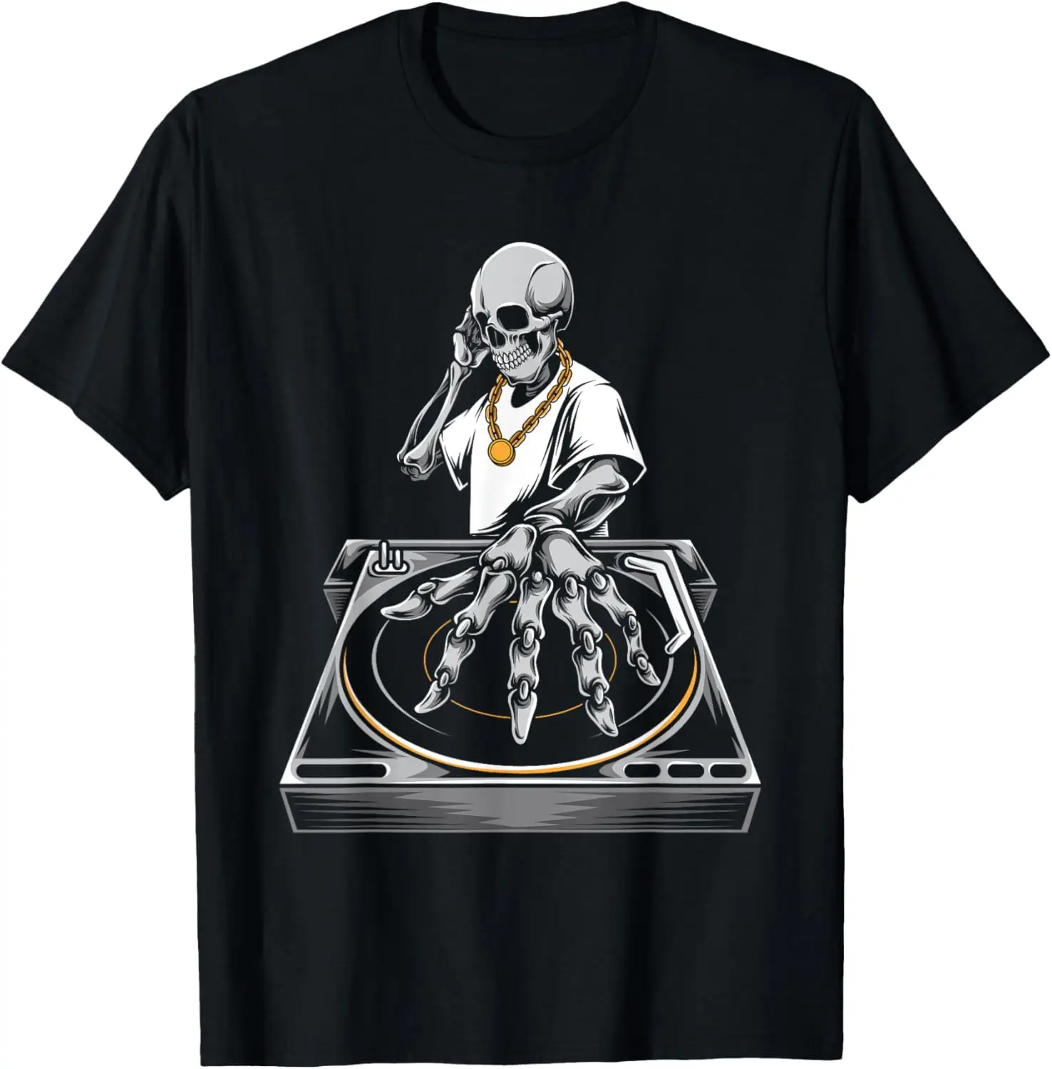 Skeleton DJ Lazy Halloween Costume Skull Disc Jockey T-Shirt