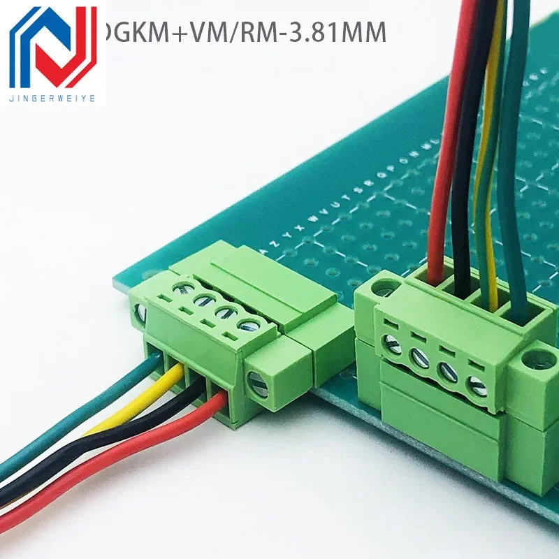 2Sets 15EDGKM 3.81mm Pluggable PCB Screw Terminal Block Connector with Flange Male/Female Plug-in 15EDG Teminal Block 2/3P-24Pin