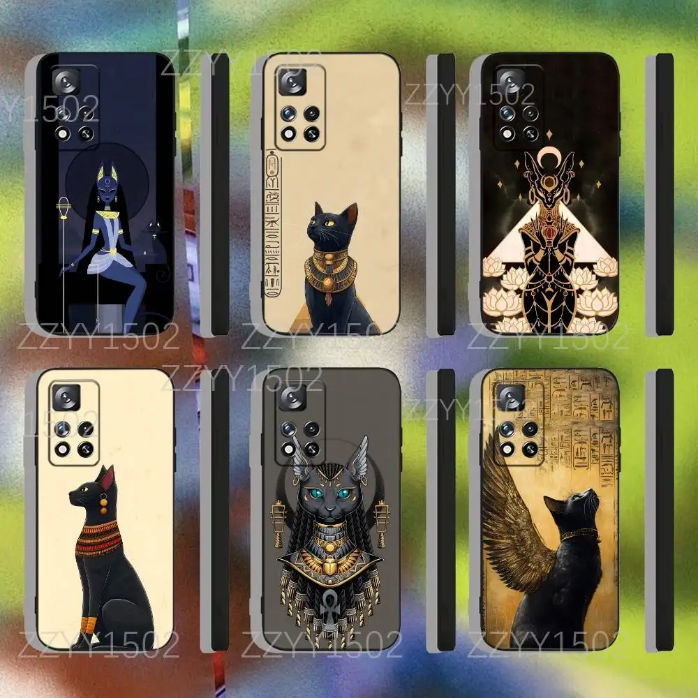 

Bastet Egyptian Cat Goddess Phone Case For Samsung S25,S24,Ultra,S20,S30,Plus,S22,S23,Ultra,Plus,5G Black Silicone Soft