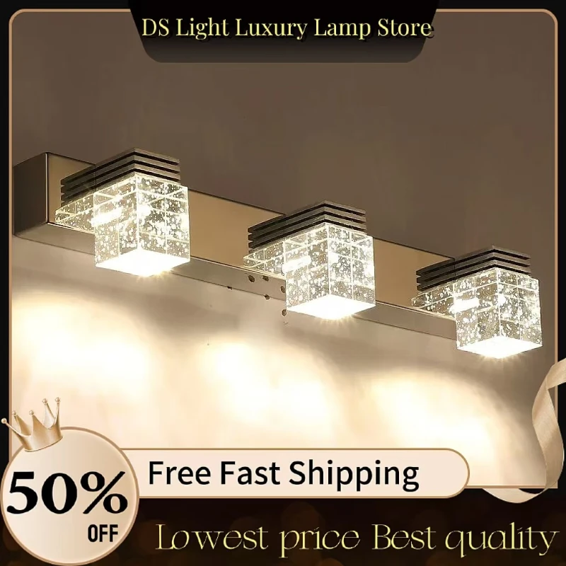 Crystal Wall Light LED Wall Lamps Bathroom Mirror Fron Mounted Living Makeup LED Waterproof Wall Fixtures Sconce