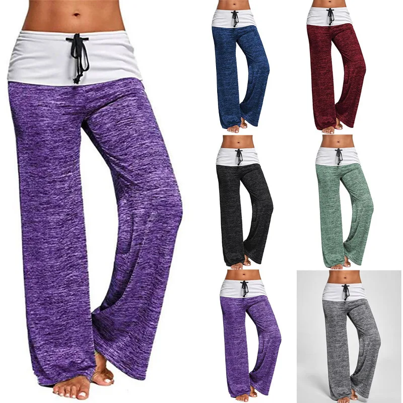 

Women's Pants New Splicing Yoga Fashion Sports Pants Female Outdoor Casual Wide Leg Pants