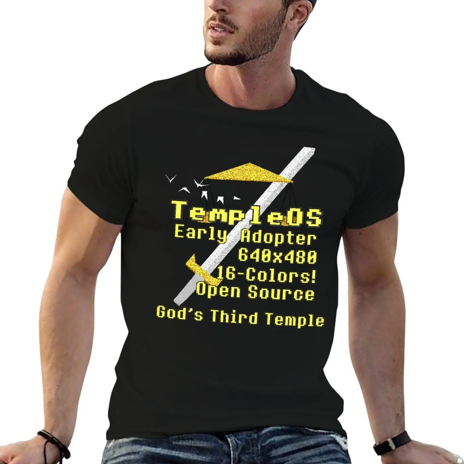 

TempleOS Early Adopter - Terry A Davis, Programmer, Meme T-Shirt t shirts for man slim fit t shirt man casual T-Shirt