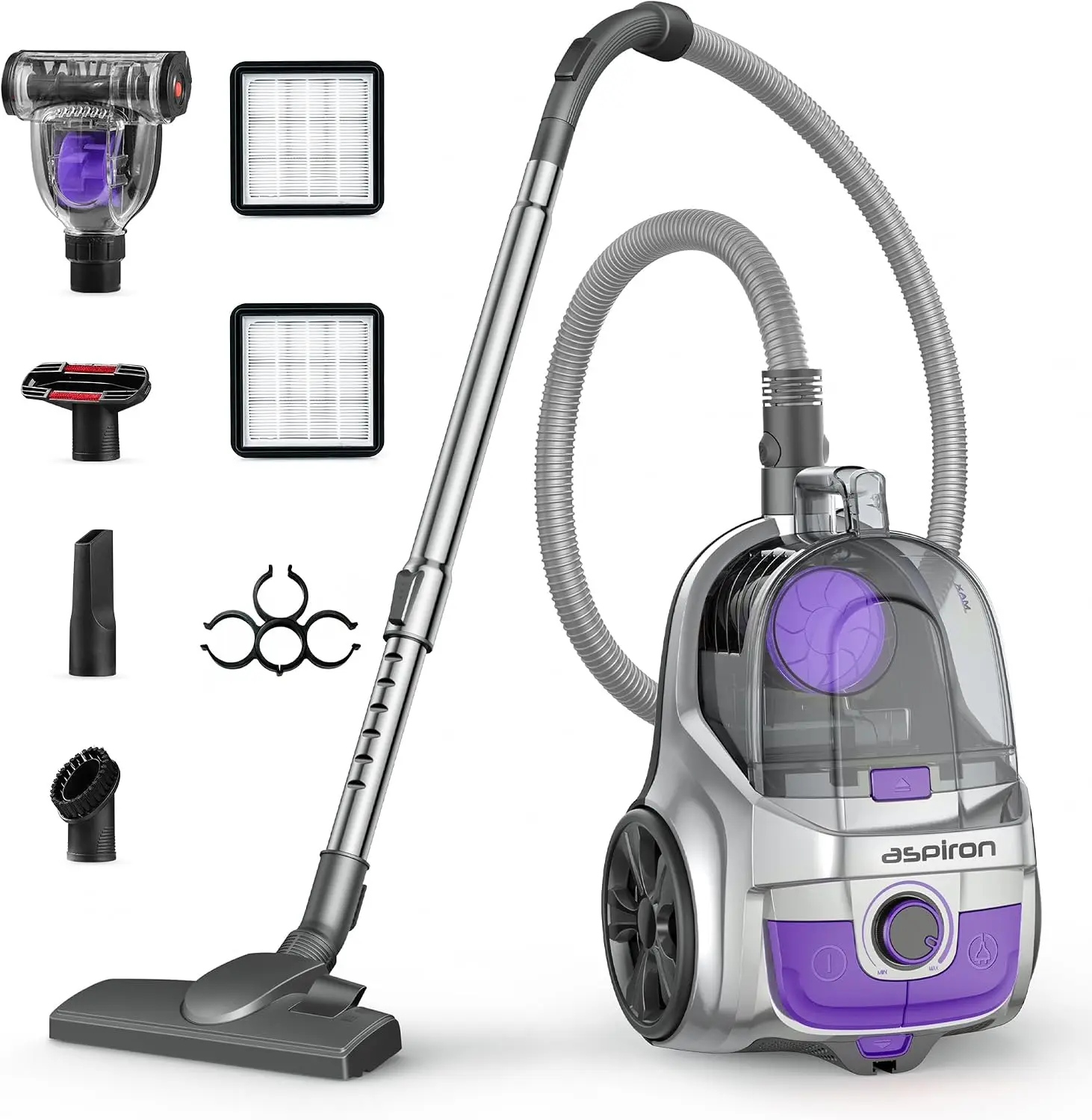 Canister Vacuum, Upgraded 1600W Bagless Canister Vacuum Cleaner | Auto Cord Rewind, H13 HEPA Filter, 4Qt Large Capacity, 5