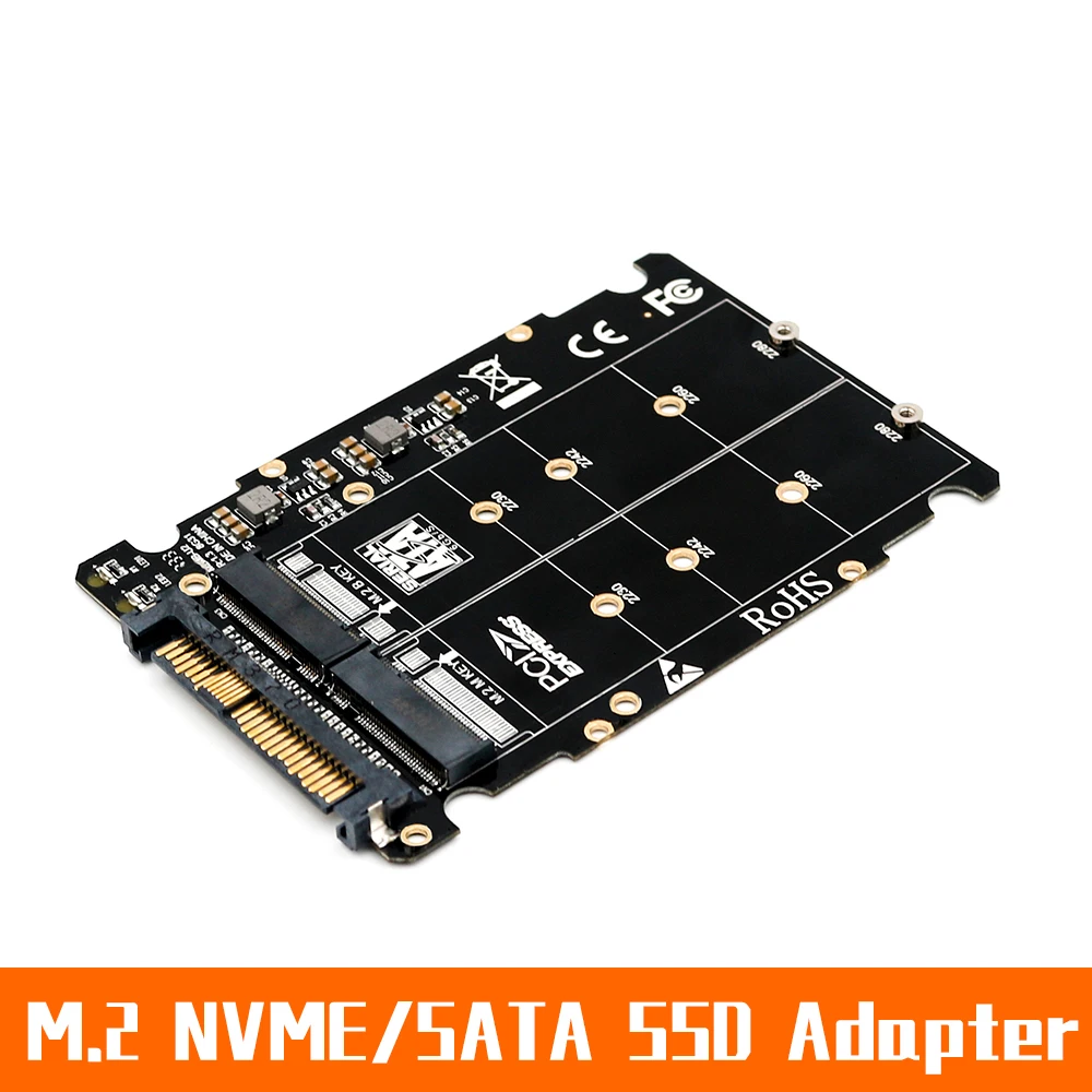 TISHRIC Adapter Card Dual M.2  NVME SSD(Key M)  Key B SSD to U.2 SFF-8639 Adapter Support 2280/2260/2242/2230 mm M.2 SSD