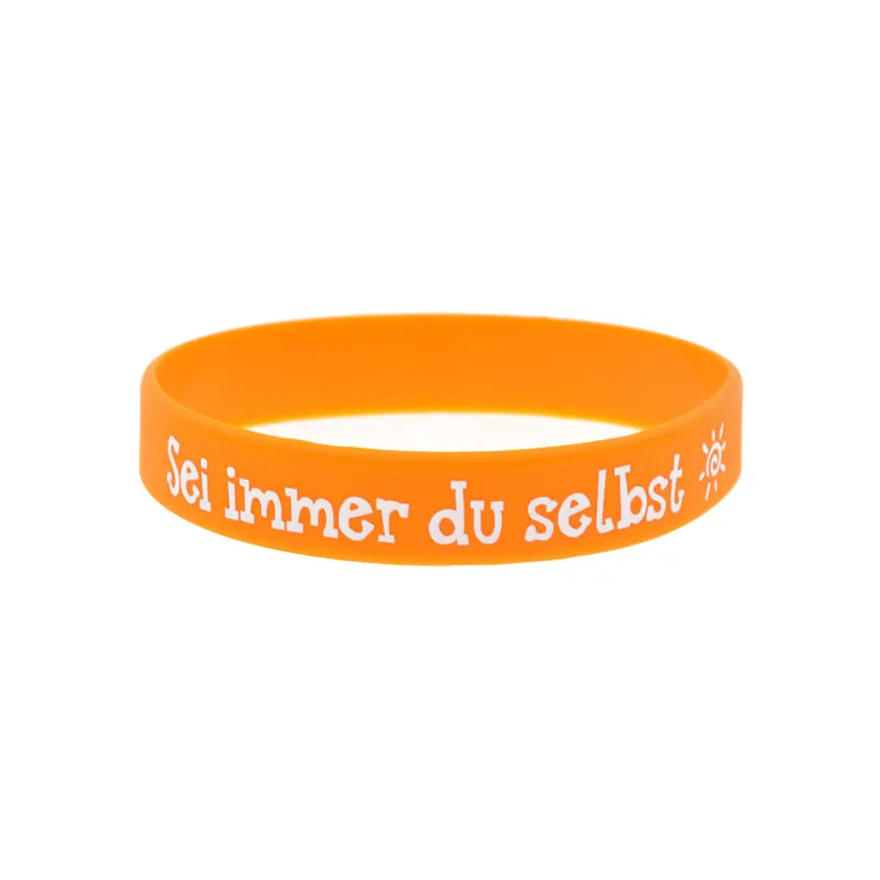 1 PC Printed Bangle Sport Silicone Bracelet with Motivational German Saying for Daily Wear