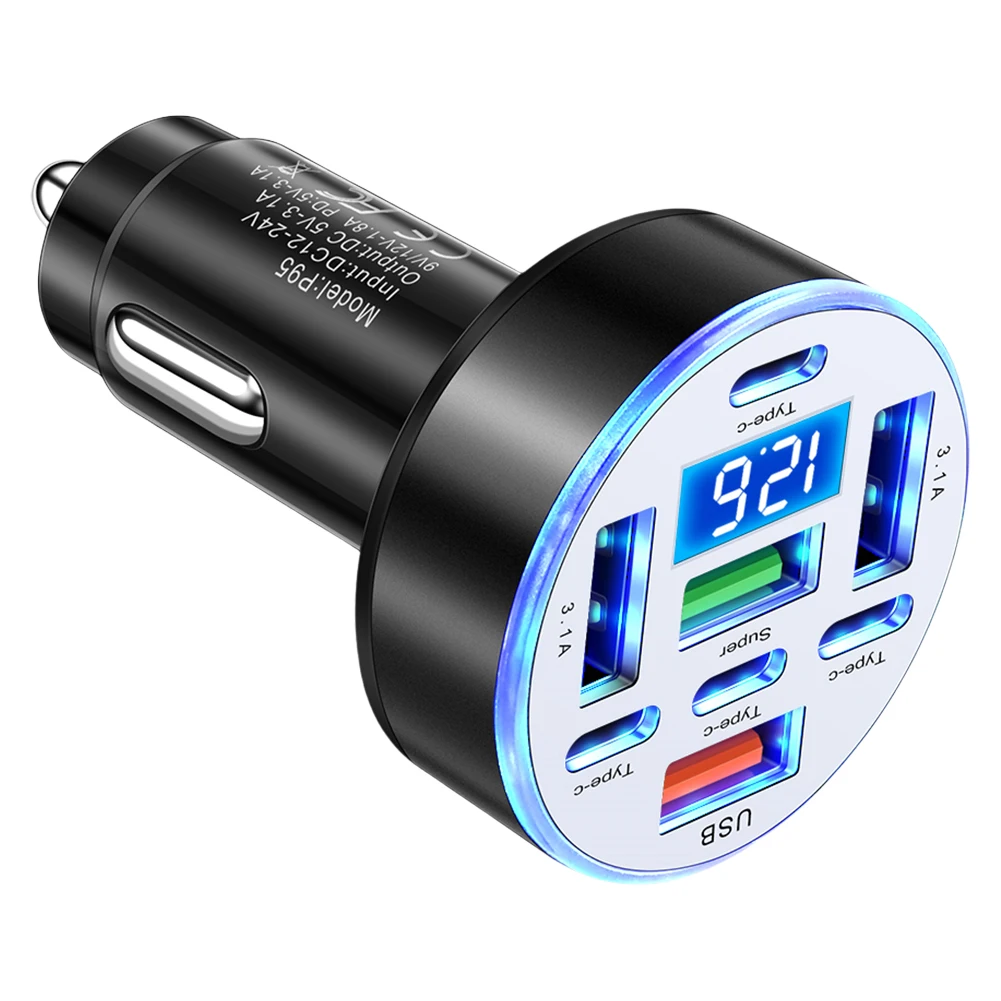 40w 8 portas carregador de carro adaptador de carregador de telefone de carro leve usb tipo-c carregador de carro carregador de carregamento rápido para a maioria dos modelos de carro