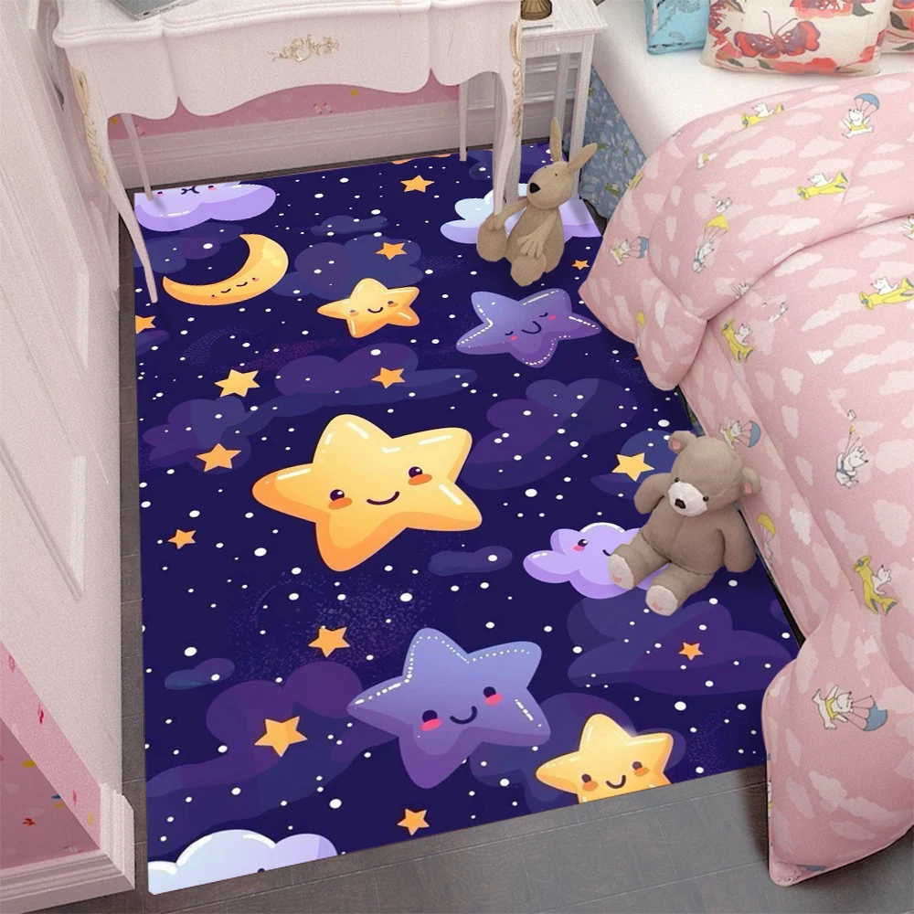 Cartoon Nette Kinder Teppich Wohnzimmer Kinder Krabbeln Sterne Spielen Matten Junge Mädchen Hause Schlafzimmer Nacht Dekor Weiche Nicht-slip teppiche