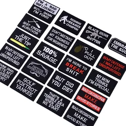 Black And White English Emblem Clothing Accessories Badge Sticker Embroidered Embroidery Sticker Iron-on Patches