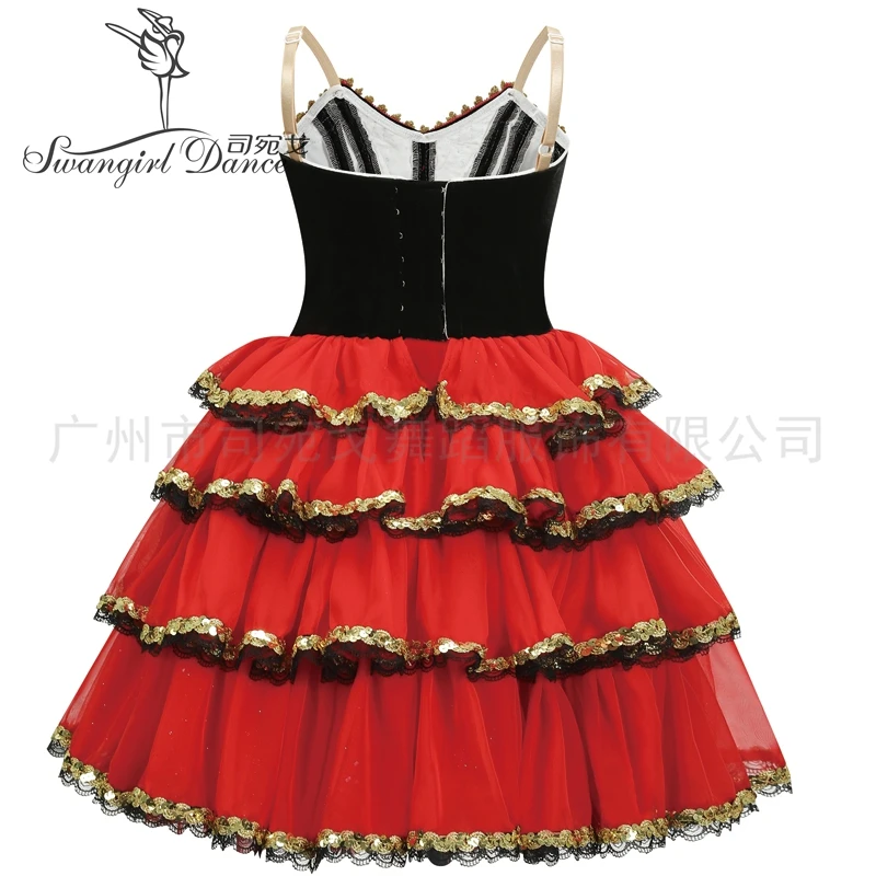 Don Quichotte adulte rouge romantique Tutu espagnol Kitri robe de Ballet professionnel Tutu Ballet espagnol danse Costume filles BT4158