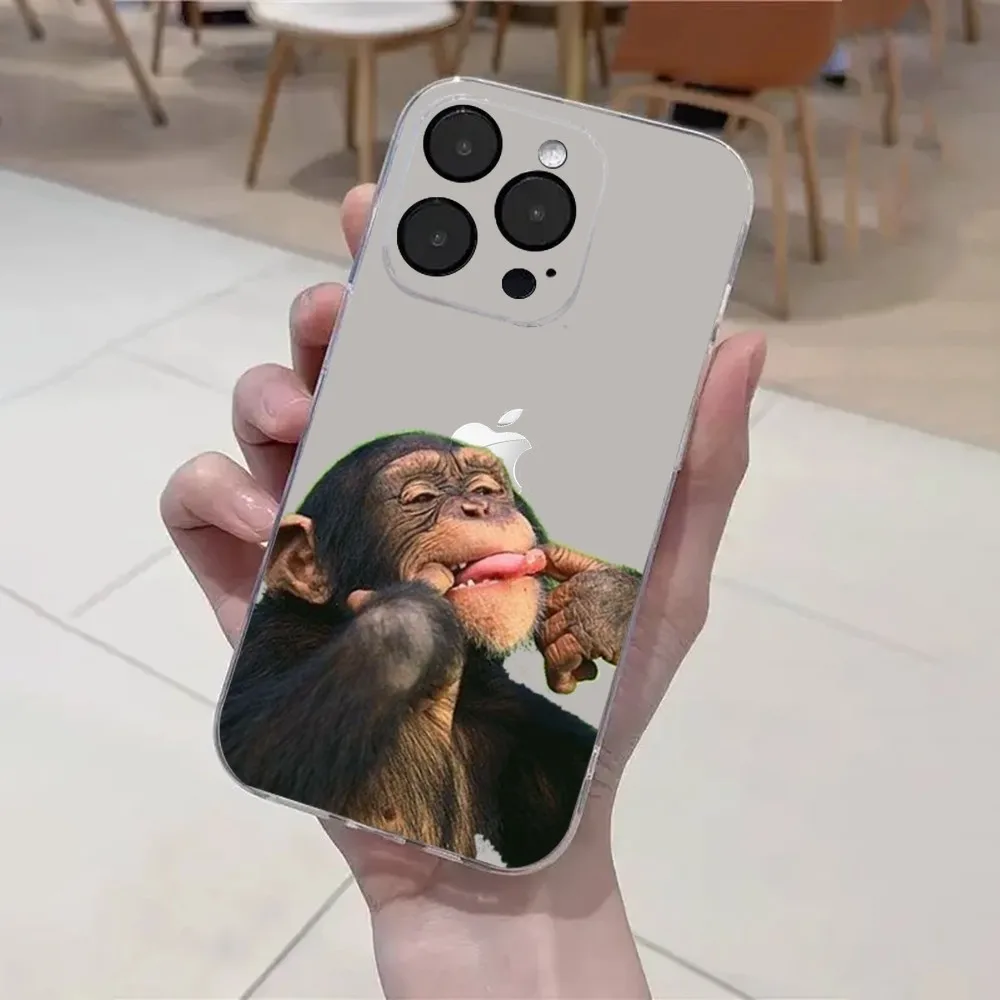 Monkey Sipping Caprisun Meme  Phone Case For iPhone 15,14,13,12,11 Plus,Pro,Max,XR,XS,X,7,8 Plus,SE,Mini Transparent Soft Cover