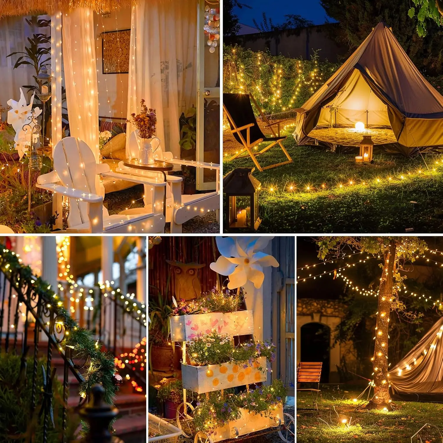 الشمسية الجنية سلسلة أضواء في الهواء الطلق LED سلسلة أضواء 8 طرق IP65 مقاوم للماء لعيد الميلاد حديقة شرفة فناء شجرة ساحة ديكور #4