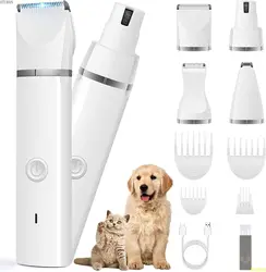 ATUBAN Dog Clippers Grooming Kit Hair Clipper-Low Noise Paw Trimmer-Cordless Quiet Nail Grinder Shaver for Cats and Other Pets