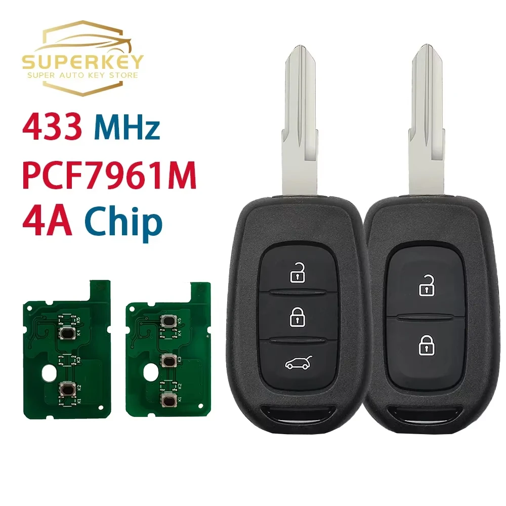 

Пульт дистанционного управления SUPERKEY 2/3 кнопок 4A OEM PCF7961M чип 434 МГц для Renault Dacia Logan 2 Sandero устройства лодки Dokker traffic Clio4 Duste