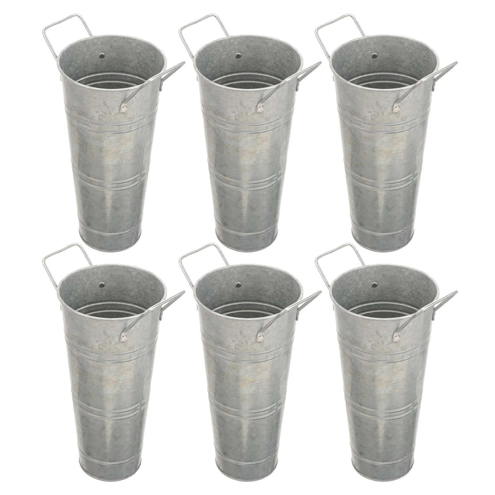 

6Pcs Decorative Galvanized Pot Small Metal Planter Vase with Handles for Rustic Farmhouse Wedding Home Garden Display