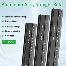 20-45cm Multifunctional Aluminum Alloy Straight Ruler High Precision Ruler  Anti Cutting Hands Marking Ruler for Measuring Scale