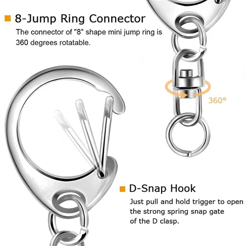 Split for Key Ring with Chain and Jump Rings Gold/Silver Metal Split for Key Chain Ring Parts with Open Jump Ring and Co XXFD