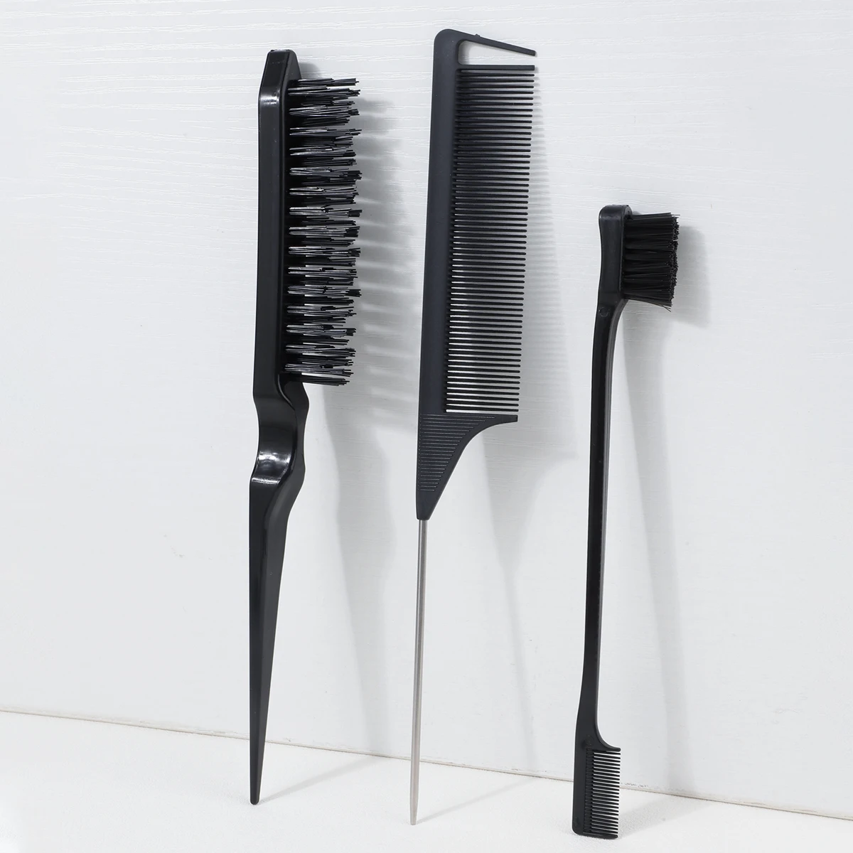 3/5 Piece Hair Brush Set Sharp-tail Comb Three-row Hair Comb Steel Needle Mouse Tail Comb Toothbrush Eyebrow Brush Tool