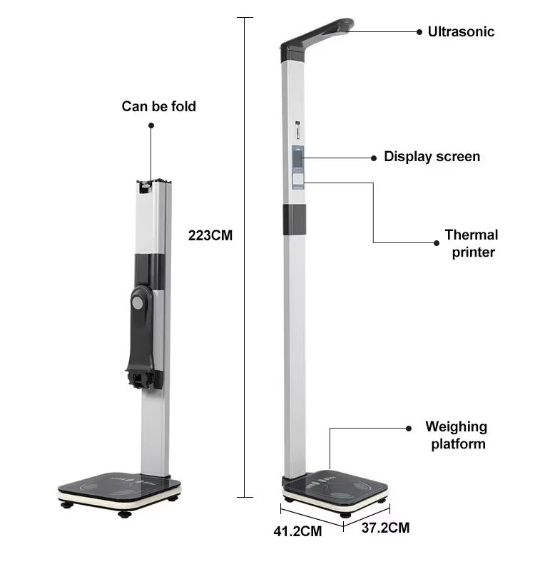 

Цифровые ультразвуковые весы для измерения высоты и веса человека с функцией BMI и термопринтером