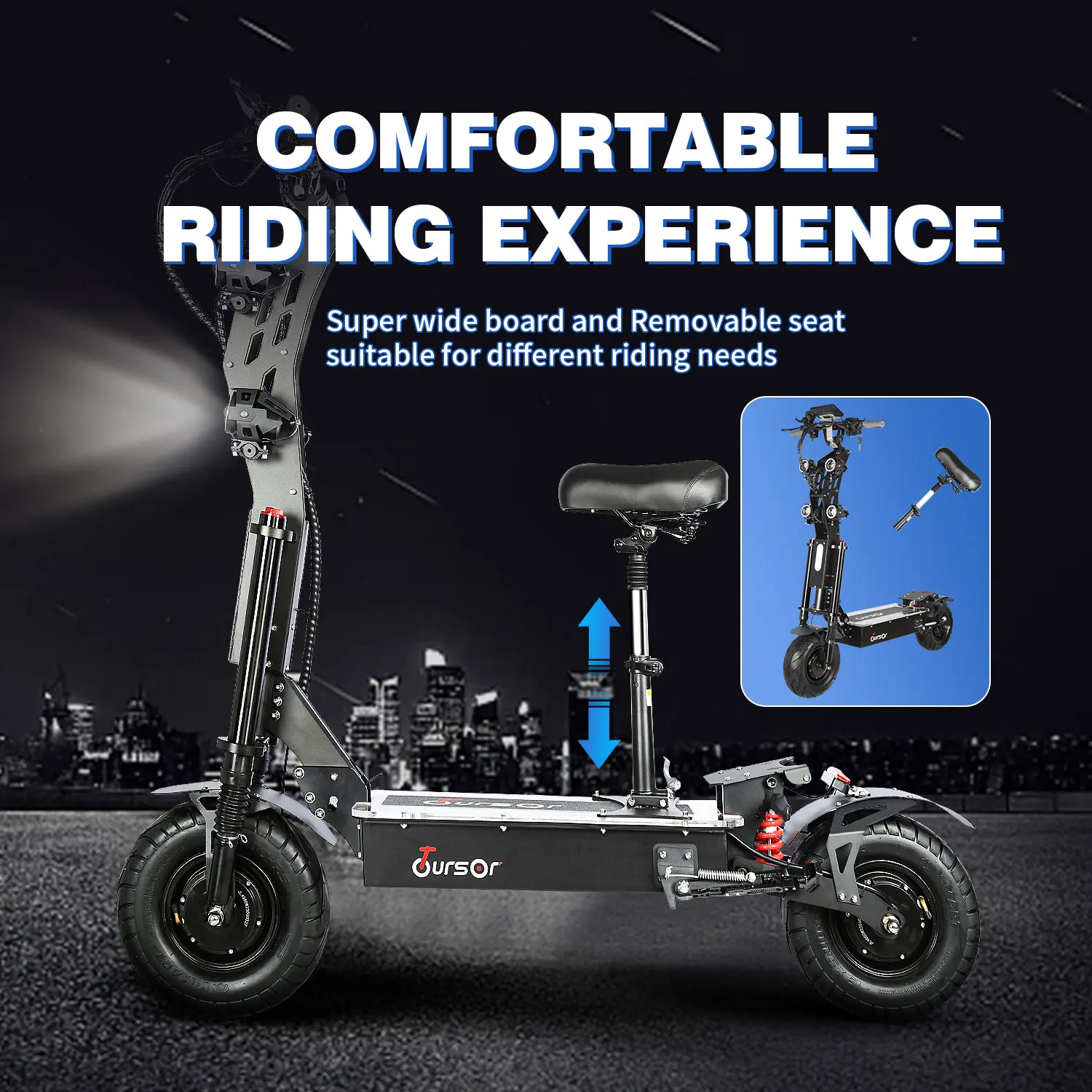 TOURSOR 10000W 13 "Scooter électrique avec siège pour adulte 72V 60V système de freinage à huile double moteur 100 KM/H vitesse maximale 130 KM portée maximale