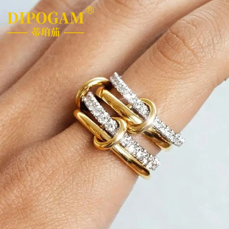 

DIPOGAM New Minimalist Thin Rings for Women Wedding Brilliant Moissanite Ring High Quality Versatile Female Finger Ring Jewelry