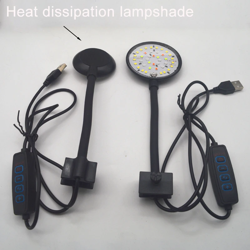 USB Aquarium LED-Lampe Fischbecken-Beleuchtung Deko Aquatische Pflanzen Mehrere Modi Dimmbare Helligkeit Vollspektrum Mini-Klemmleuchte 5V – Detail 5
