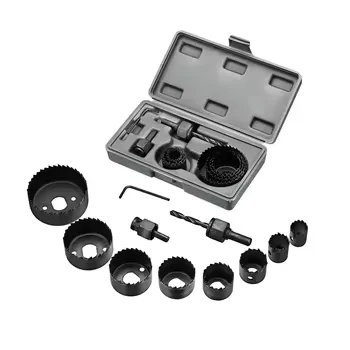 

Woodworking Drill Bit Hole Saw Set 11pcs Carbon Steel for Soft Metal Wood Plastic