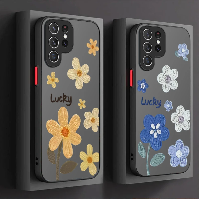 INS Lucky Colorful Flower Hard Case for Samsung Galaxy S25 Ultra S24 S23 Plus S22 S21 FE A04S A56 A36 A26 A16 A55 A35 A25 A15 5G