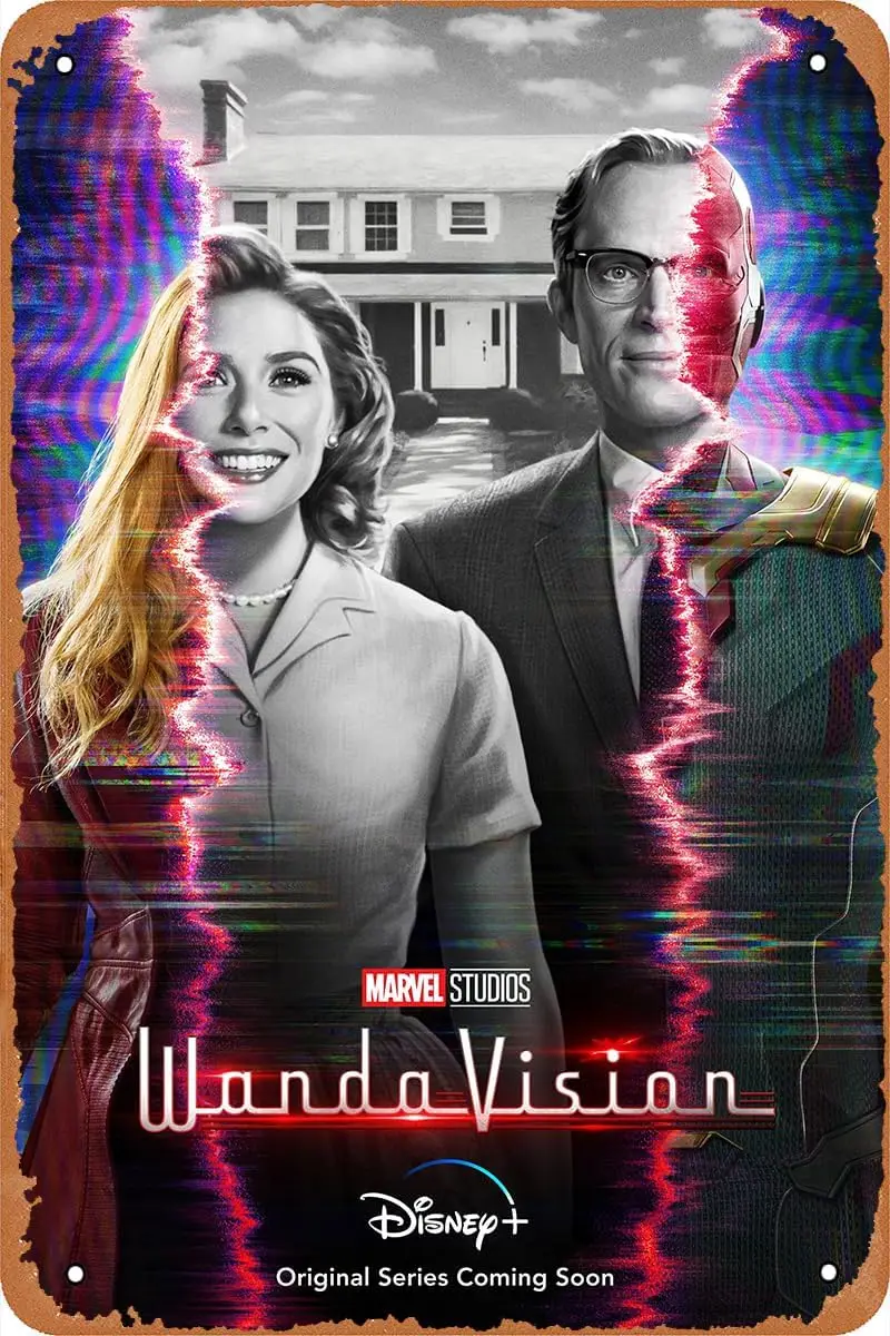Настенный плакат WandaVision в виде телевизора, винтажный жестяной ретро-плакат, металлический знак для кафе, бара, мужской пещеры, спальни, домашнего декора, 12X8 дюймов