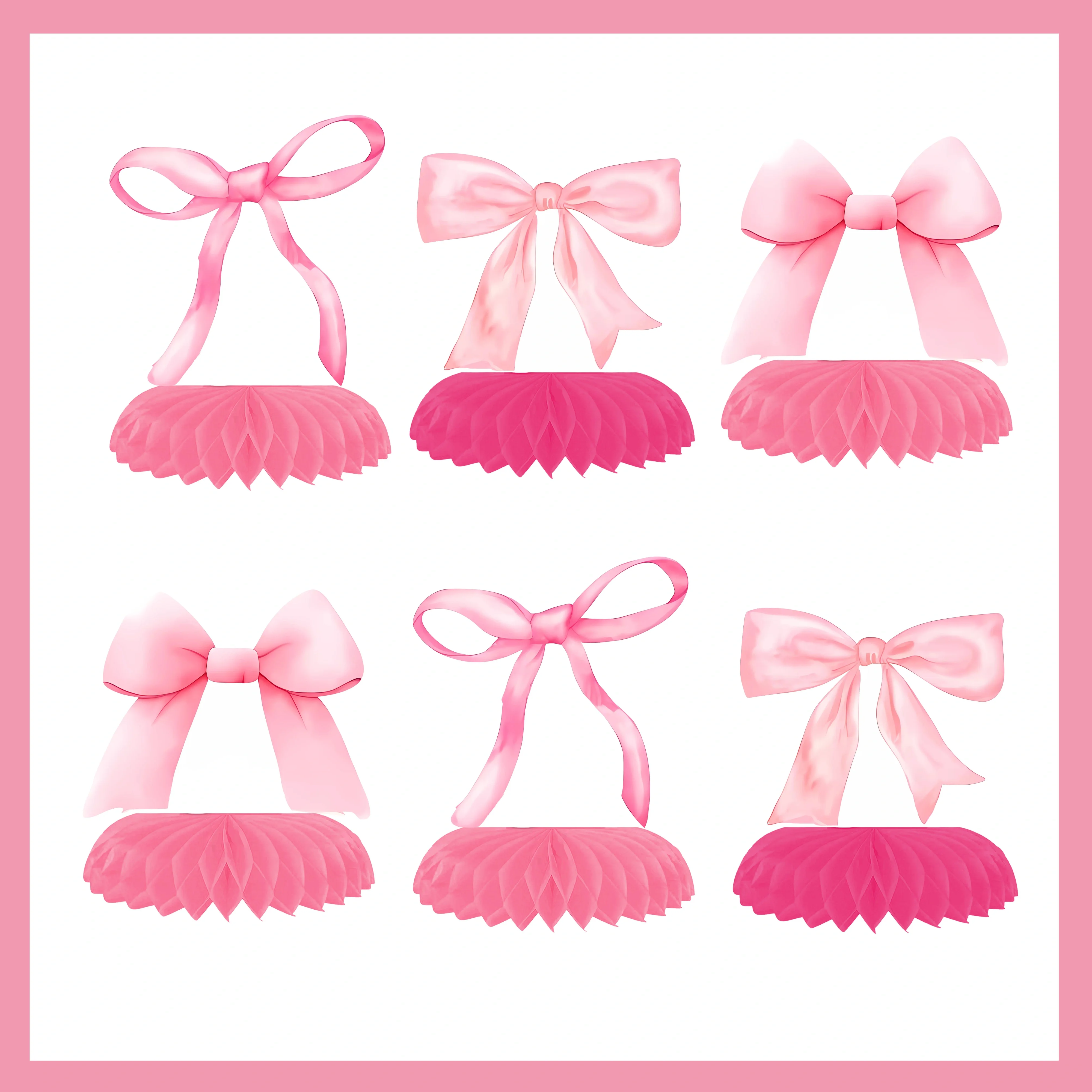 Rosa Schleifen-Geburtstagsparty-Dekorationsset, Pappteller, Becher, Servietten, Mädchen-Partyartikel, Gastgeschenke für Kinder, Babyparty – Detail 4