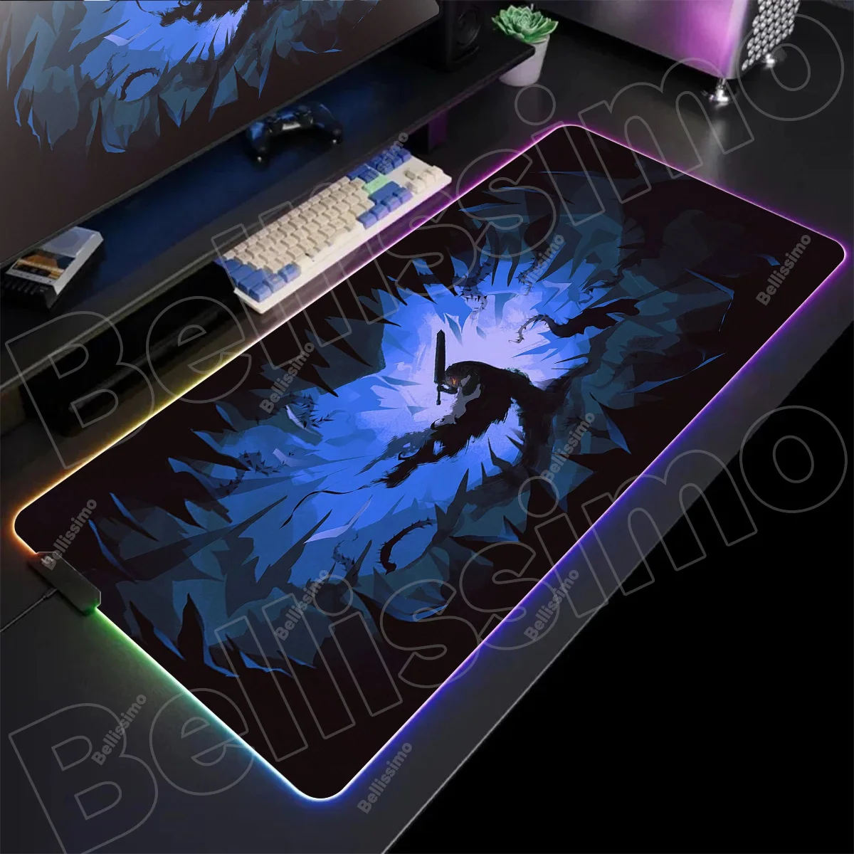 

RGB Pc Gamer Tastiera Mouse Pad Anime Berserk Mousepad LED lighting Cool Mousepad Gomma Gaming Computer Mausepad With Backlight