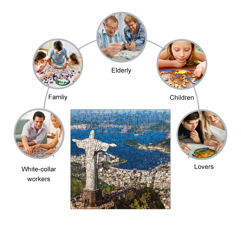 Wooden Puzzle Rio De Janeiro Educational Toy Landscape Jigsaw Puzzles Toys 3D Wood Puzzle Gift For Adults And Kids