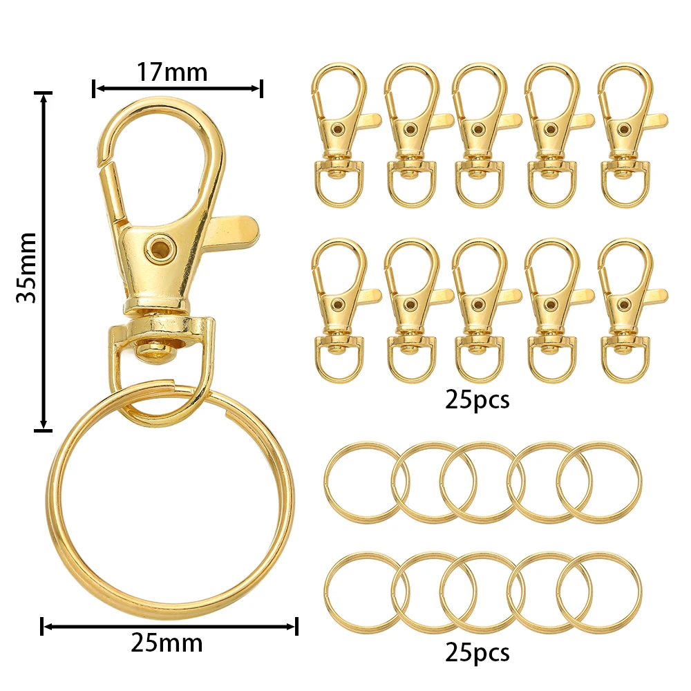 50pcs Swivel Snap Hooks with Key Rings