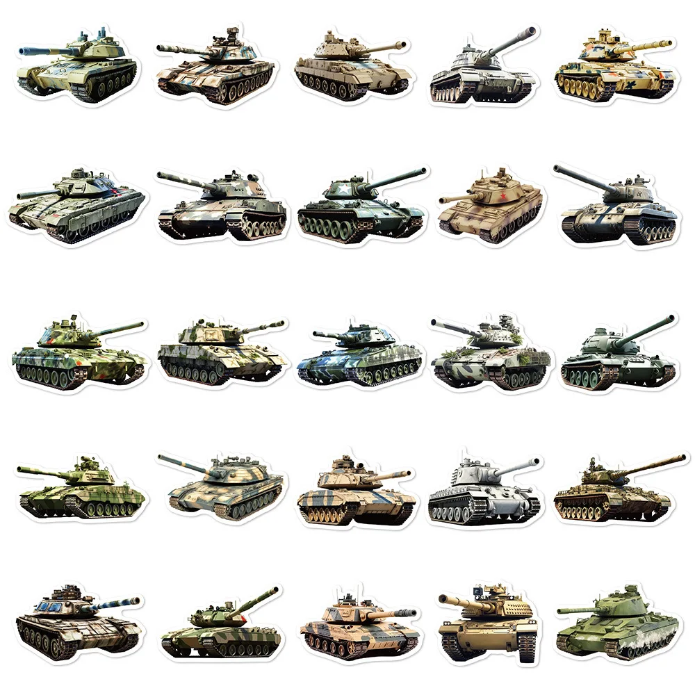 50pcs Handsome Military Tank Series Graffiti Stickers Suitable for Helmets Desktop Wall Decoration DIY Sticker Pack Wholesale