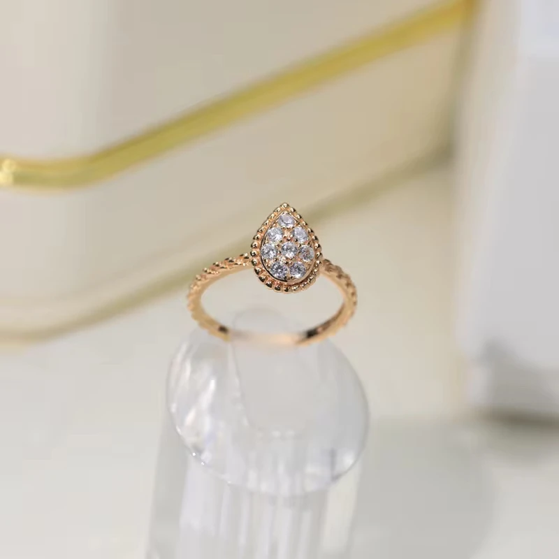 925 silver European and American fashion water drop ring zircon diamond ins niche design