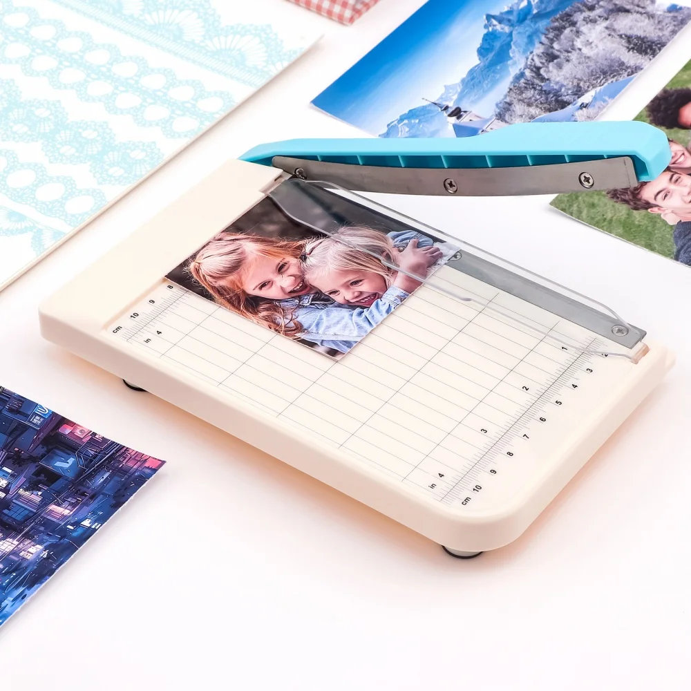 

Portable Guillotine Paper Trimmer 9"/6" Cut Length Guillotine Cutter with Measurement Grids for Cork/felt/cardstock Cutting