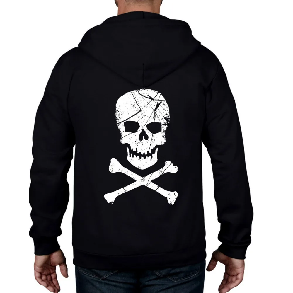 

Толстовка с капюшоном на молнии SKULL & CROSSBONES - Толстовка со скелетом в стиле панк, эмо, Хэллоуин, осень и зима, сохраняет тепло