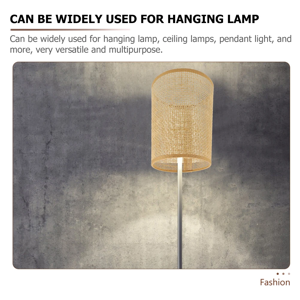 

2pcs Rattan Woven Lampshade Vintage Bedroom Office Pendant Shade Decor Pendant Light Cover for Ceiling Hanging Shades