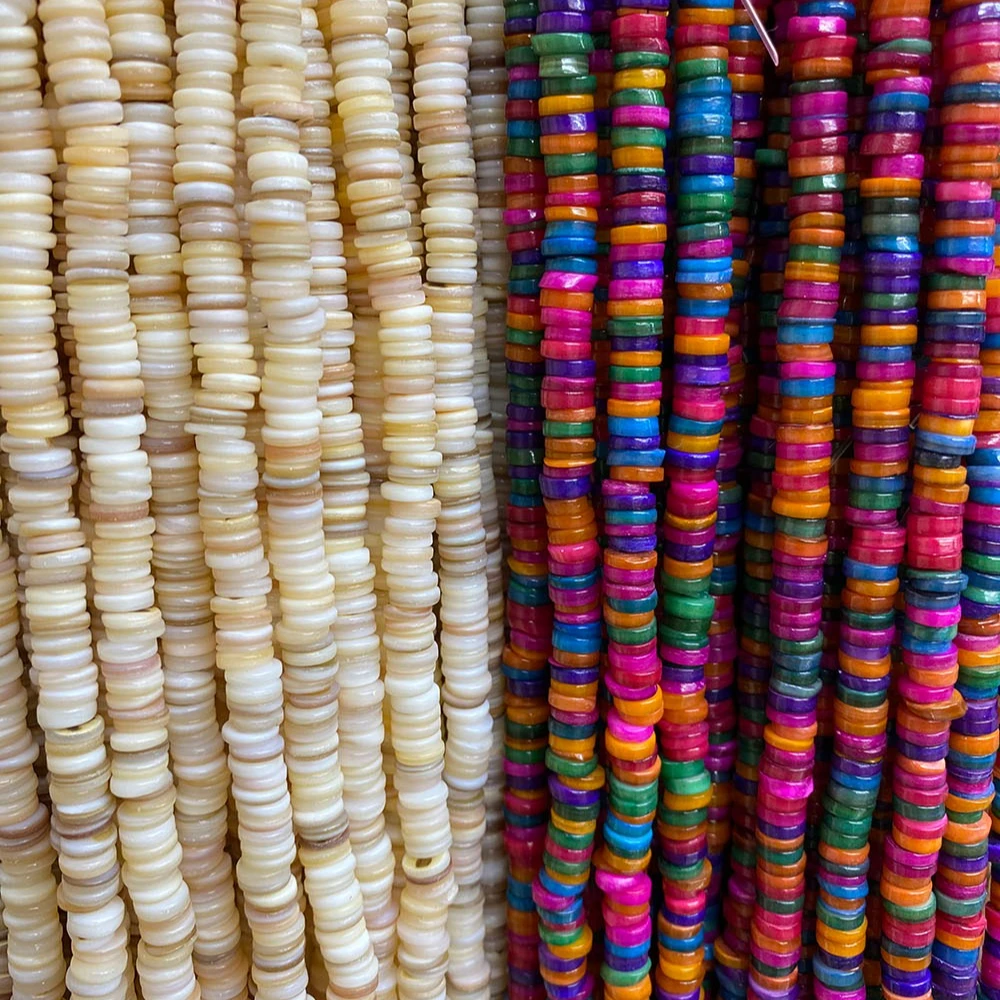 

6-7mm Natural Dyeing Shell Beads Disc Shape Straight Holes Loose Bead 1strand Handmade Trendy Woman Necklace Bracelet Accessory