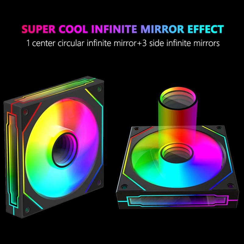 JUMPEAK FX120 ARGB Sync Infinite Mirror Effect 120mm Cooling Fan PWM Quiet 12cm RGB Fans For PC Computer Case CPU Water Cooler