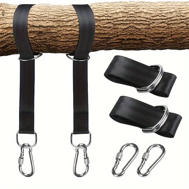 1/2pcs, Durable Hanging Belt, Hammock Swing Hanging Belt and Steel Alloy Hooks, Outdoor Camping Hiking Tools Hammock Accessories