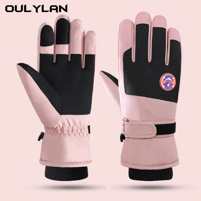 Skiing Gloves Insulation Anti Slip Cycling Windproof  Women Ski Touch Screen Waterproof Glove Thickened Cotton Warm Mittens