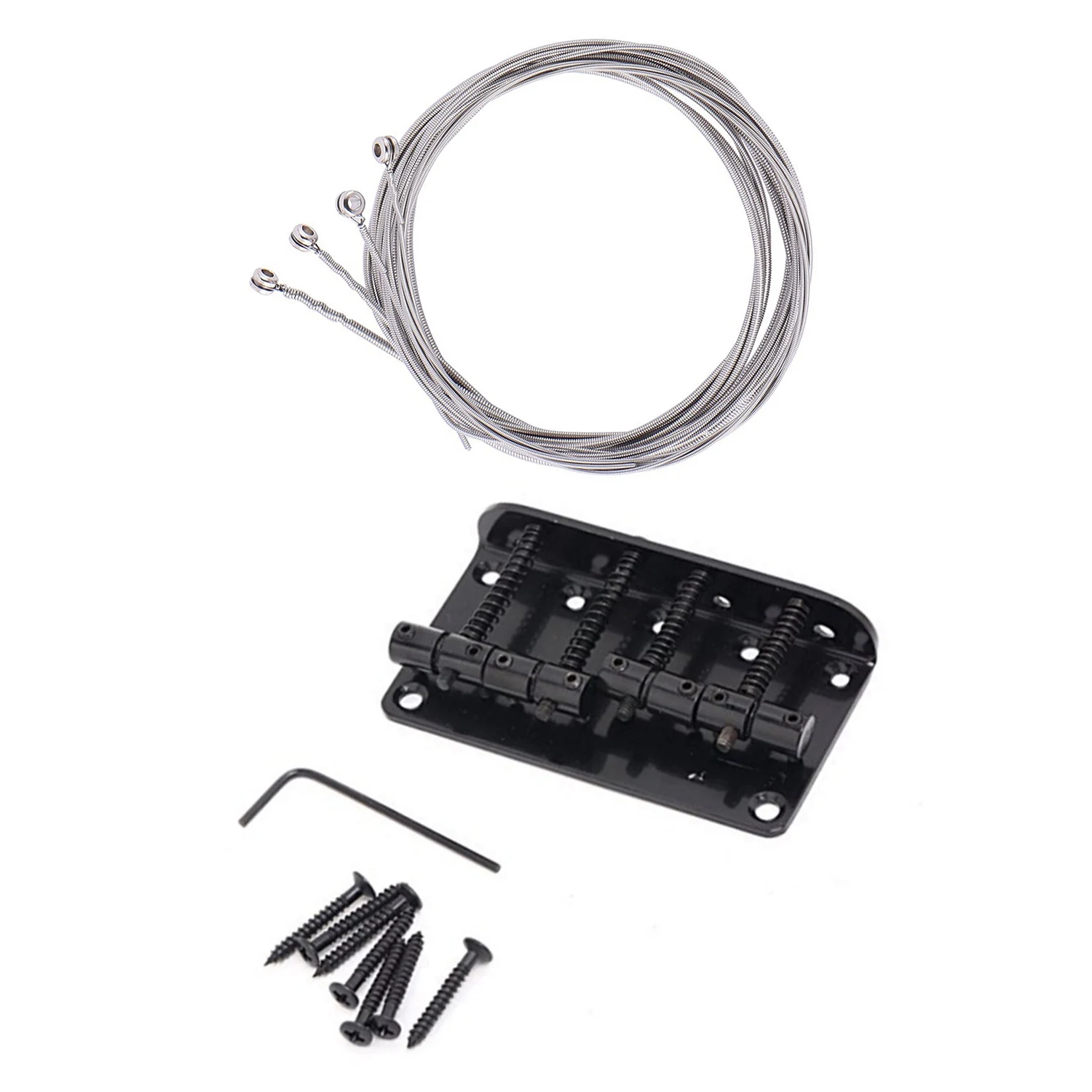 A74K-1Set 4 สายสไตล์วินเทจ Bass Hardtail Bridge และ 4 ชิ้นสายเบสสแตนเลส