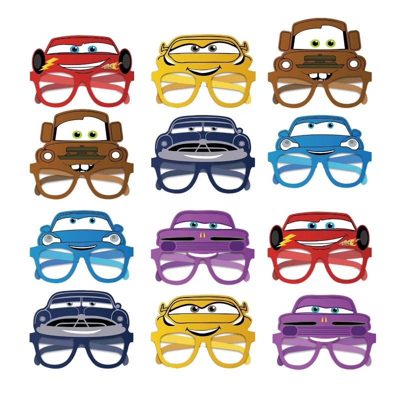 12pc/Set  Cars Lightning Mcqueen Party Paper Eye Masks for Party Supplies Kids Toy Paper Glasses