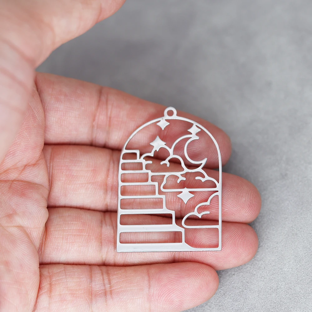 3pcs Sun Cloud Charms Wave Line Stainless Steel Pendant DIY Tassels Earrings for Jewelry Making Necklace Moon Star Accessories