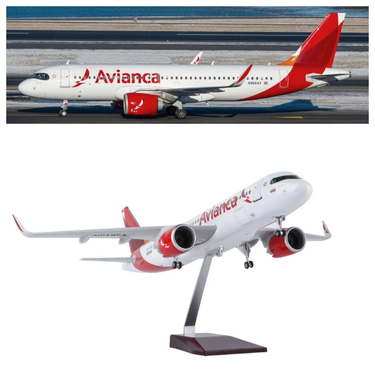 

47cm Collectible Aircraft Avianca A320 Diecast Resin Airplane Model Kit With Stand For Adult Aviation Gift Or Collection Display