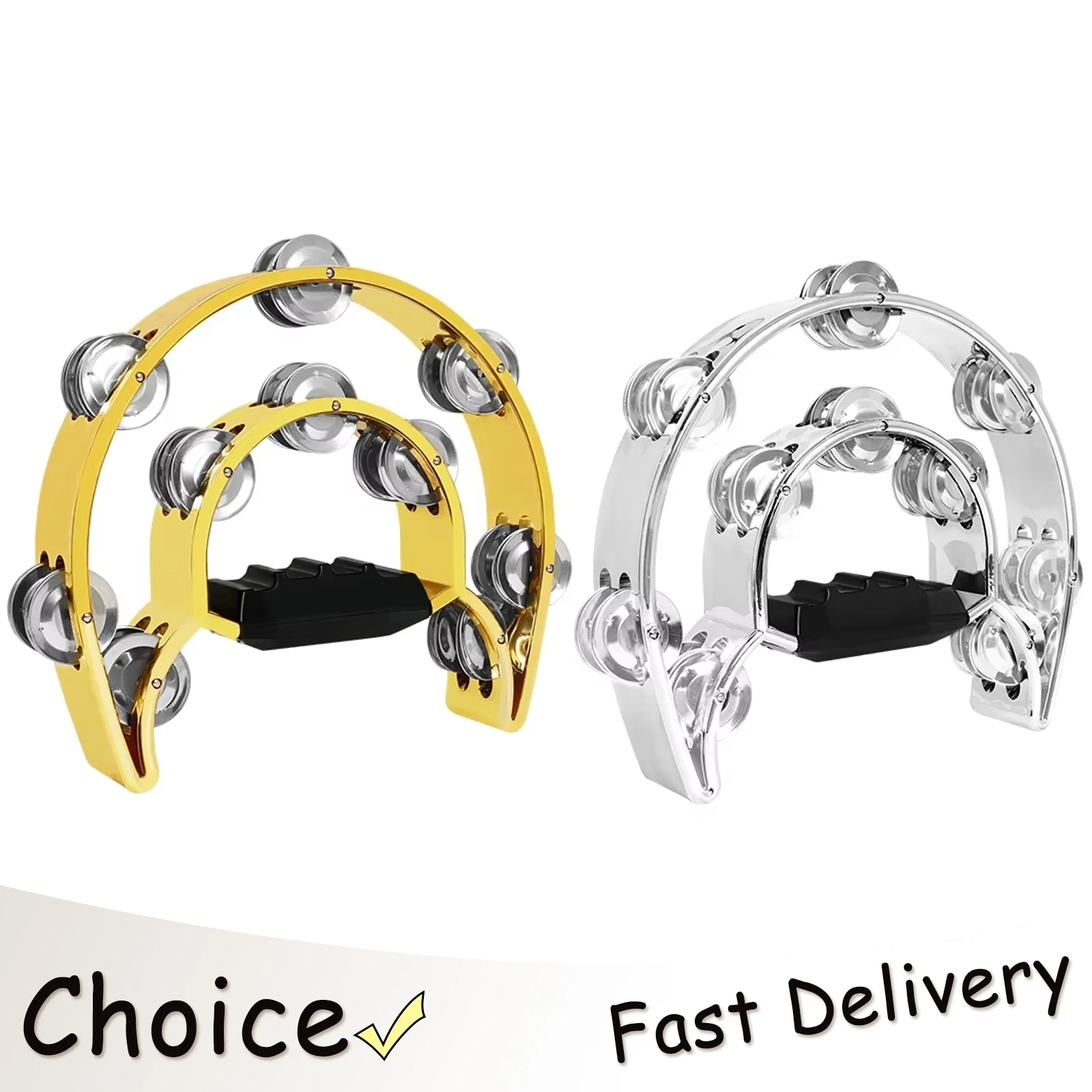 IRIN Double Hand Rattle Electroplated KTV Hand Bell Semi-Circular Gold Silver Orff Percussion Musical Instrument Kids Girft
