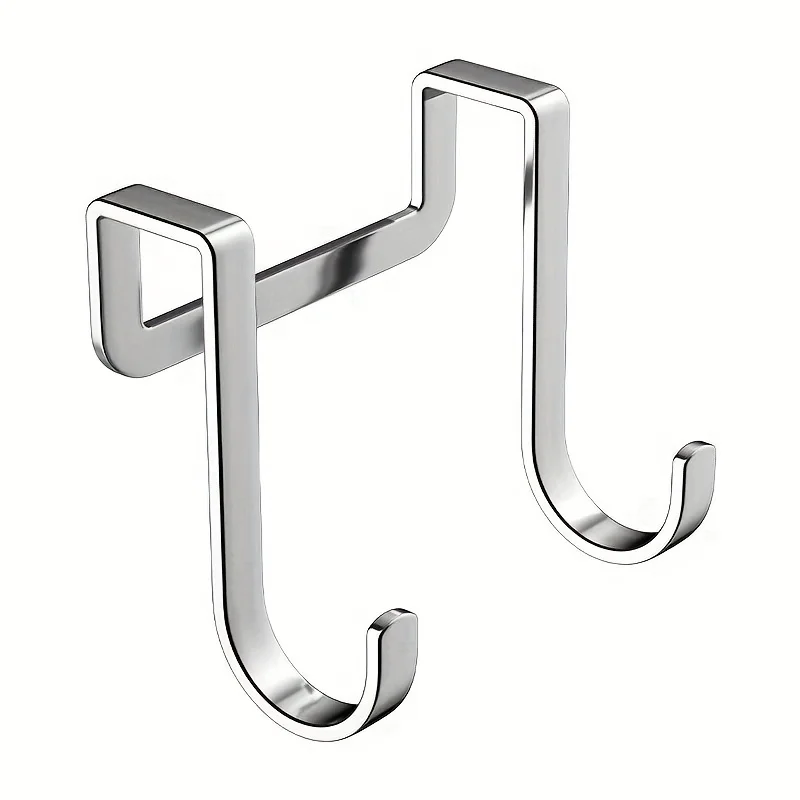 2 Stück Edelstahl-Türhaken vom Typ Z, robust, gebürstete Oberfläche, S-förmige Doppelhaken für Badezimmer, Küche, Schlafzimmer – Detail 2