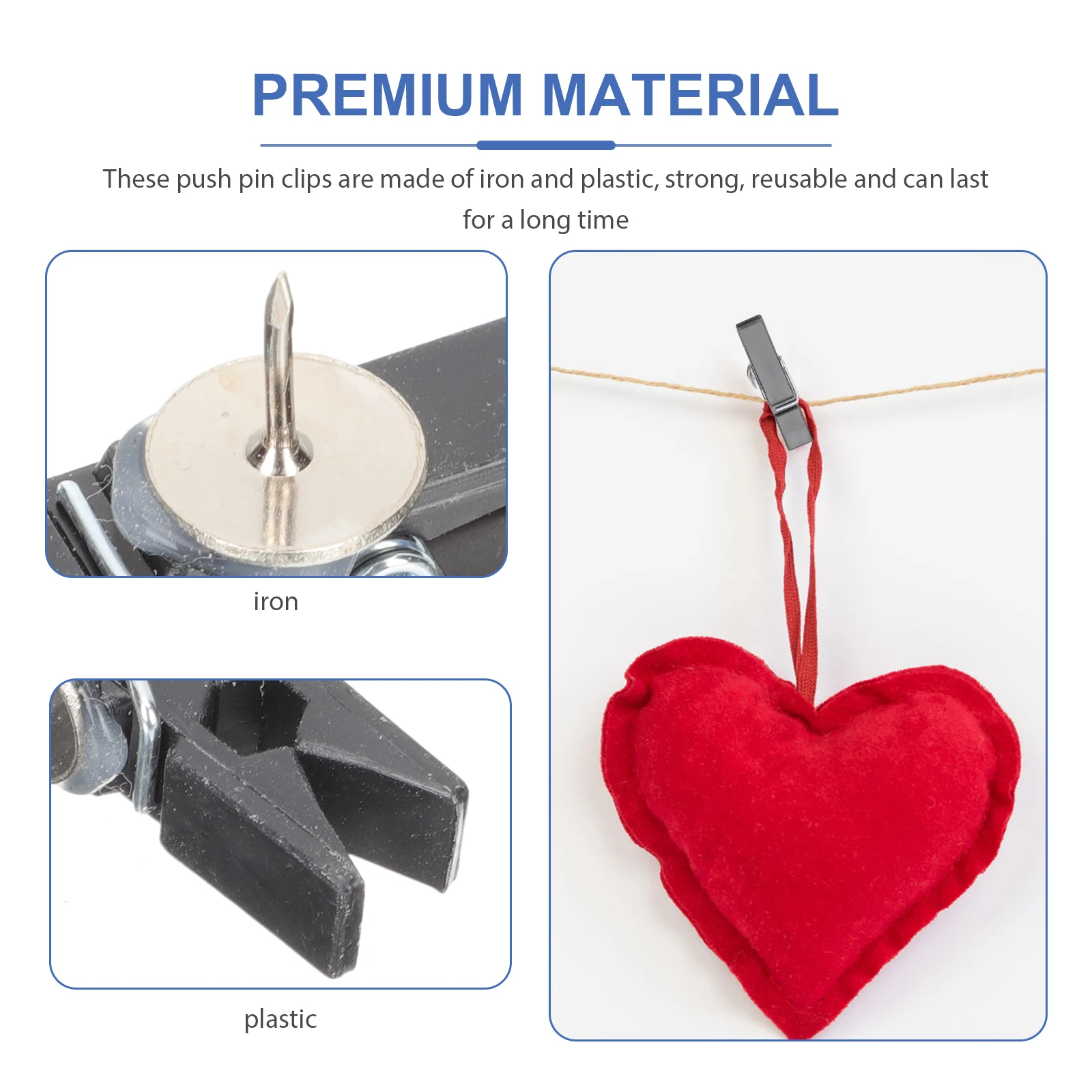 50pcs Transparent Push Pin Clips Reusable Multi-Function Picture Clamps For Home Office Decoration Replaceable Photo Clips