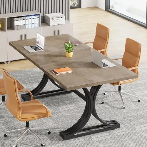 

5FT Small Conference Table for 4 to 6, Modern Meeting Table with Strong Metal Frame for Office Meeting Conference Room